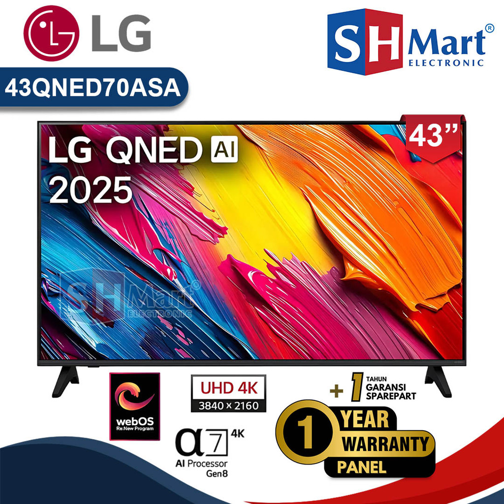 Lg Smart Tv 43 Inch QNED AI QNED70 4K UHD 43QNED70ASAATI / 43QNED70ASA 2025 (MEDAN)