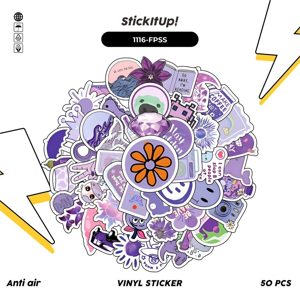 

COD✨ 100 Pcs Stiker Pack INS Style Purple Lucu Lucu Aesthetic Vynil Waterproof untuk Freebies Sticker Buku Journal Casing HP Laptop