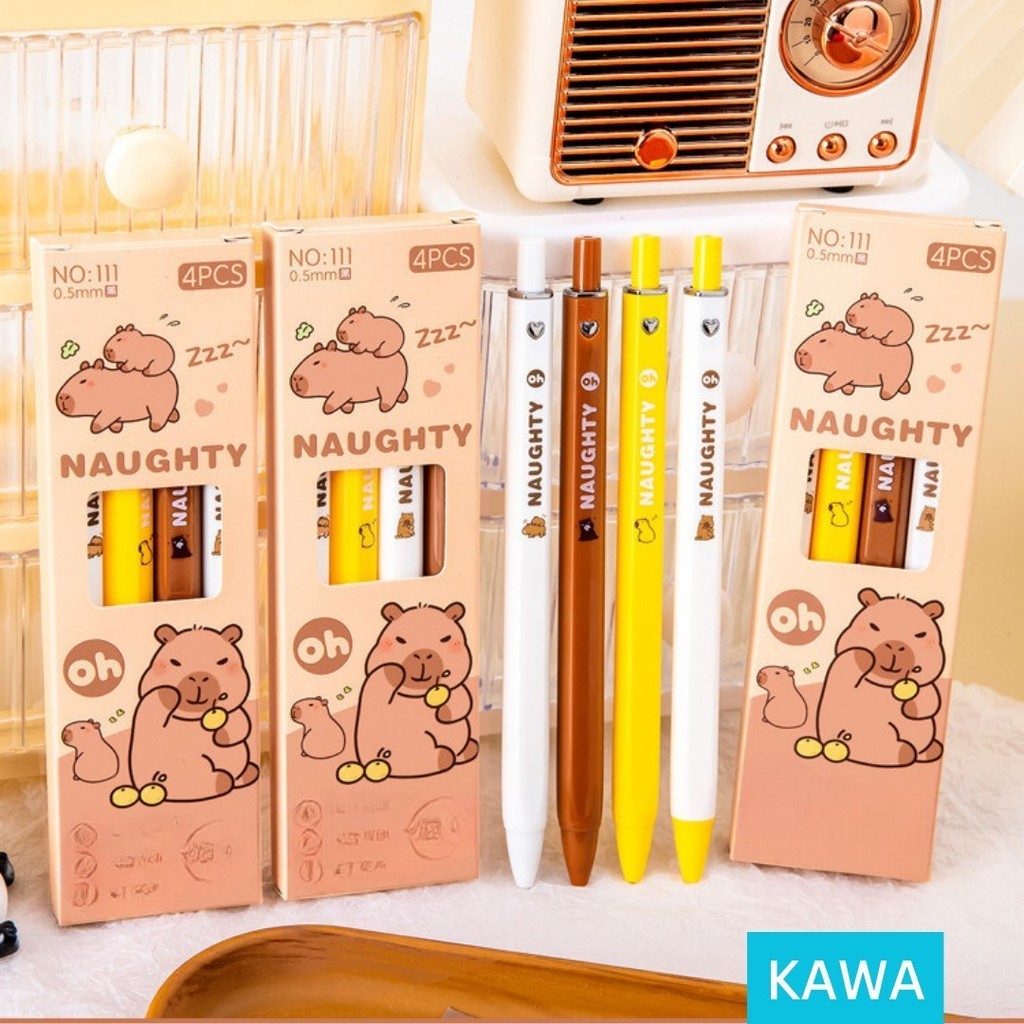 

KAWA Pulpen Gel Pen Isi 4 Pcs Motif Capybara Cartoon Cute Lucu Alat Tulis Kantor Sekolah Gelpen 0.5 mm Aesthetic Estetik