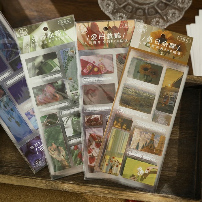 

6Pcs/Set Deco Stickers PET Decorative Diary Planner Journal Scrapbook Supplies SCENERY Stationery Jurnal Stiker