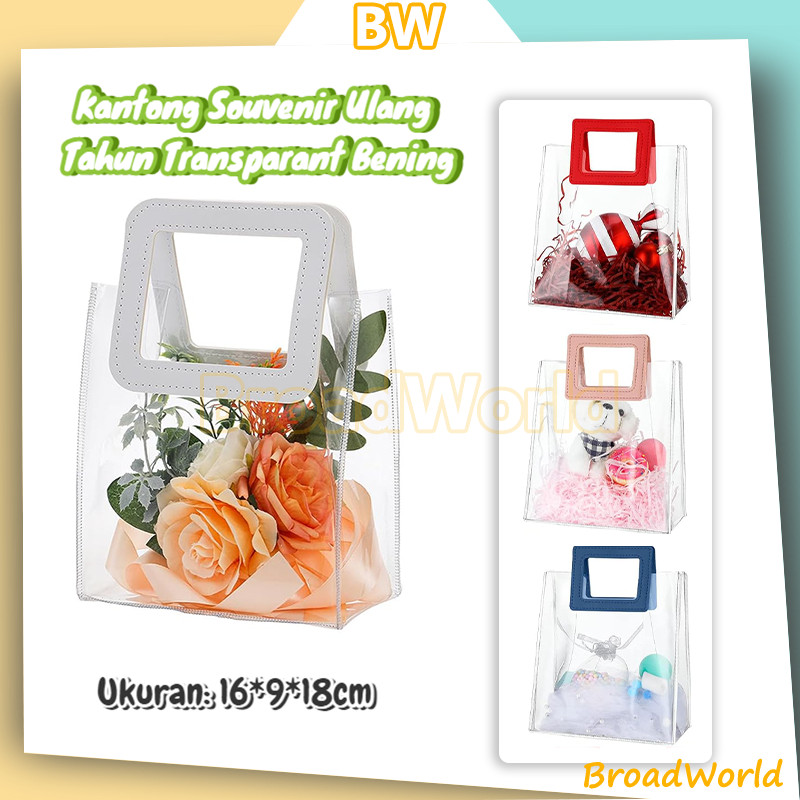 

Handle Kulit Goodie Bag Hampers PVC/tas souvenir ulang tahun transparan/Totebag Leather Handle Transparan/Serbaguna Goodie Bag Handle Leather