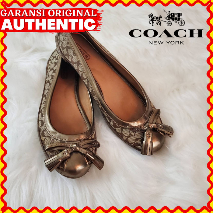 PROMO Sepatu Coach Metallic Flats Shoes Wanita Original Branded - 36 TERMURAH