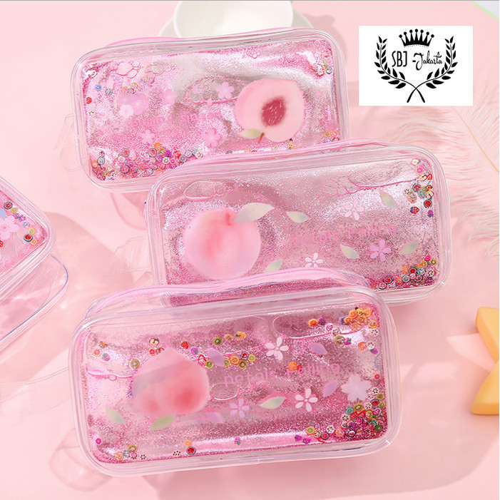 

TERLARIS! Tempat pensil Motif avocado peach / Tas kosmetik GLITTER AVOCADO PEACH - Pink Peach