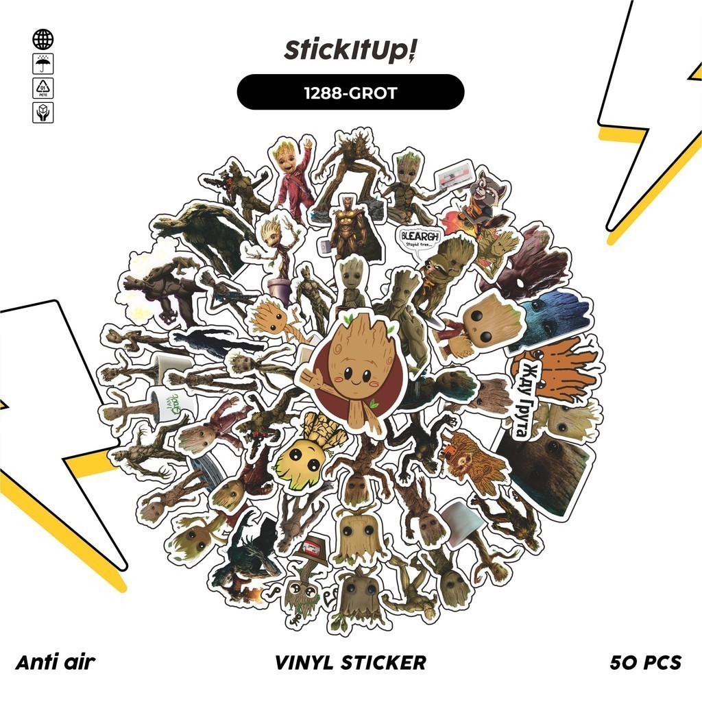 

COD✨ 100 Pcs Stiker Groot Series A Marvel Superhero Lucu Anti Air Untuk Dekorasi Notebook Sepeda Skateboard Handphone DIY