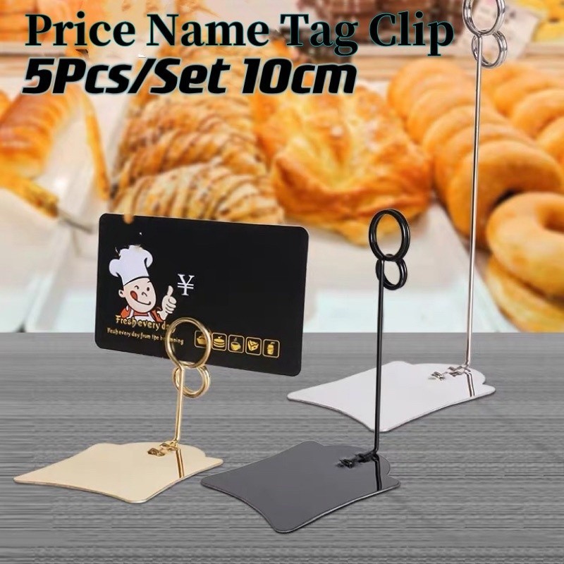 

5PCS Price Tag Clip Card Stand Photo Display Tiang Nomer Meja Price Tag Stand