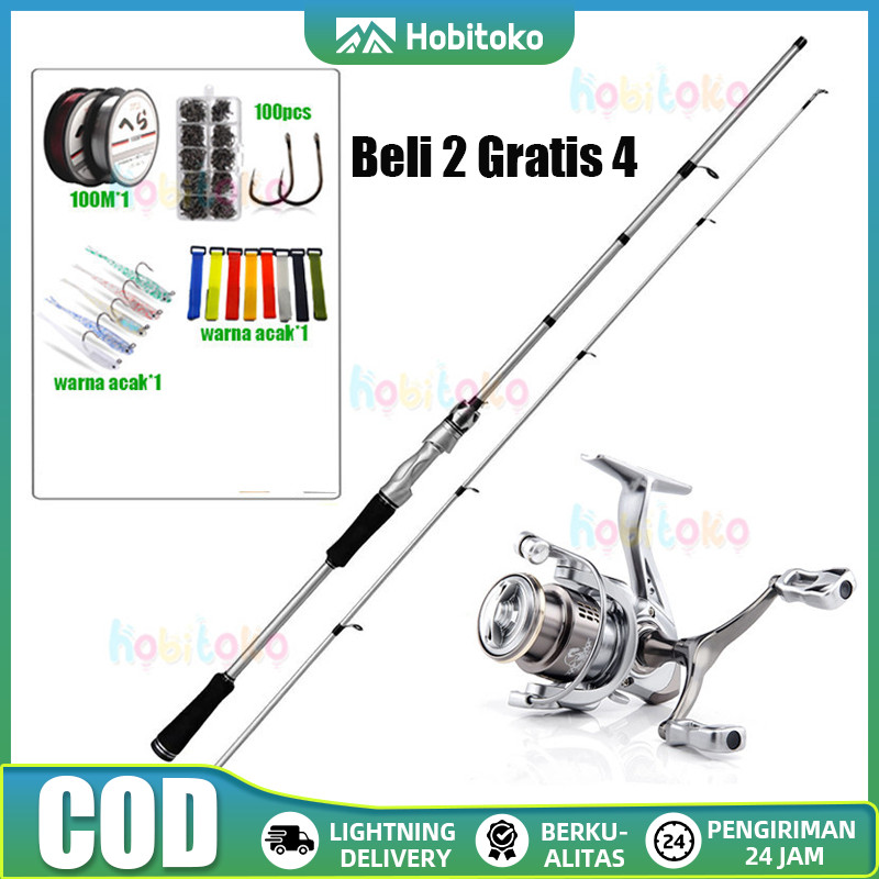 1 set joran/reel/senar pancing putar full metal/set joran pancing/reel pancing lanjutan/joran 1 set 