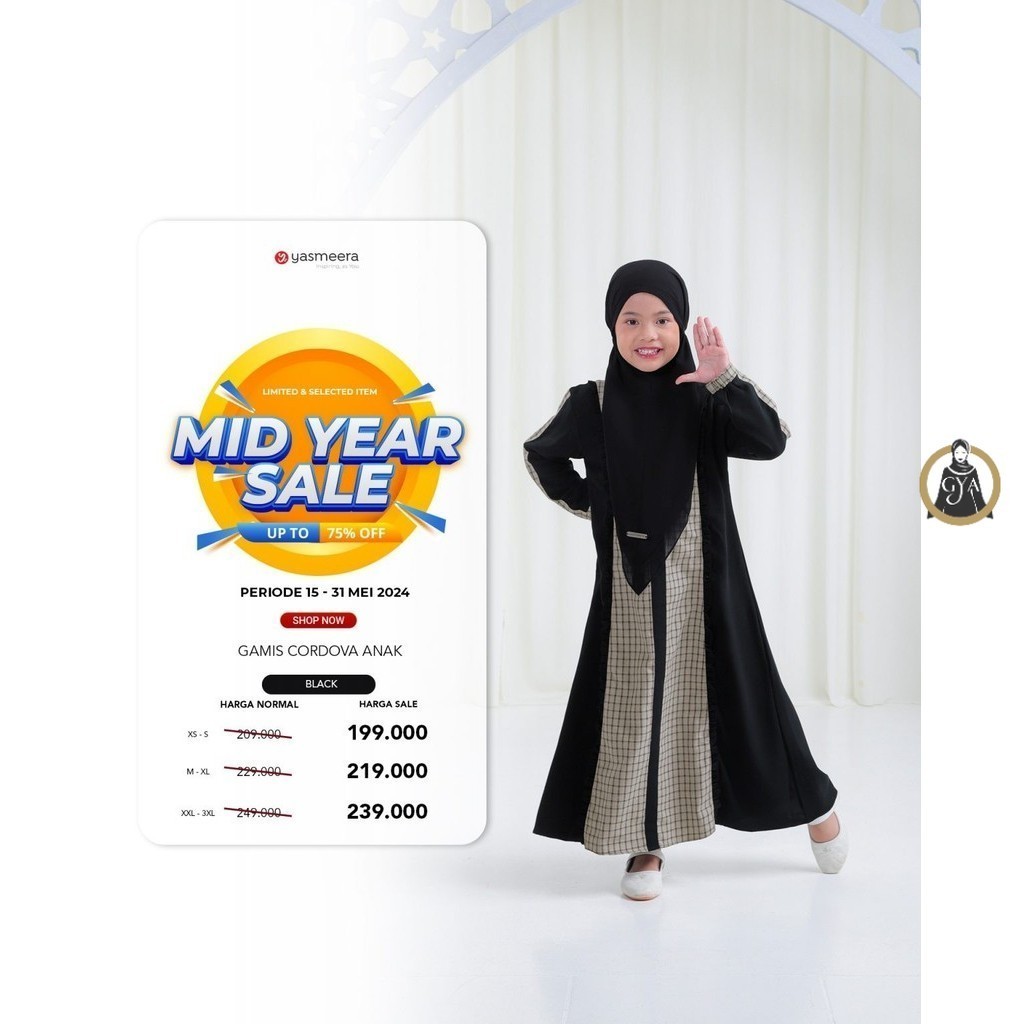 KOLEKSI ORI BRAND YASMEERA Gamis Cordova Anak by Yasmeera