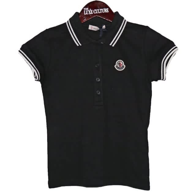 Moncler White Line Black Polo Kids