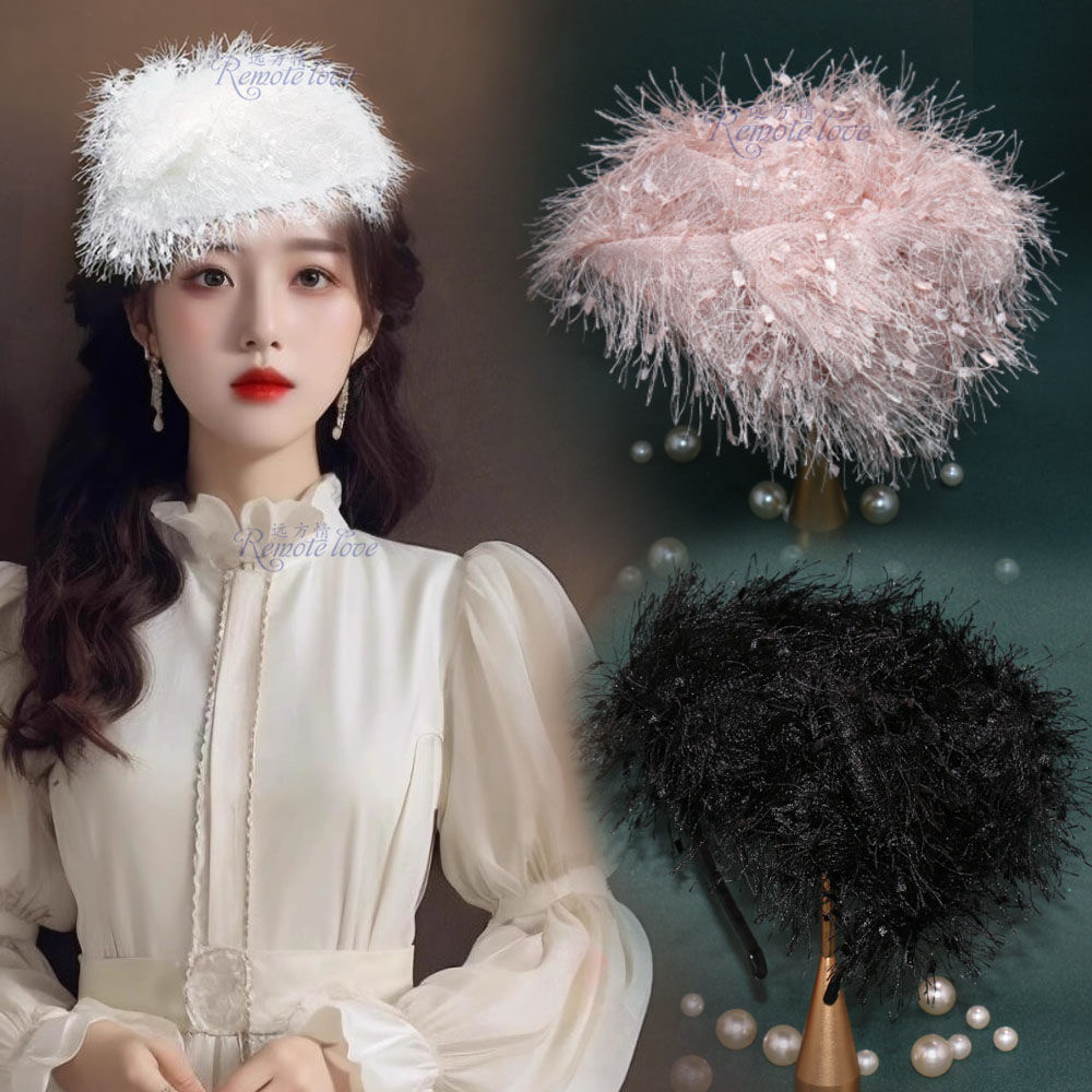 POPOCOLA - 2024 Bando Bulu/Topi Wanita/Topi Wanita Baru/Topi Kecil Retro Prancis/Jepit Rambut Gaya B