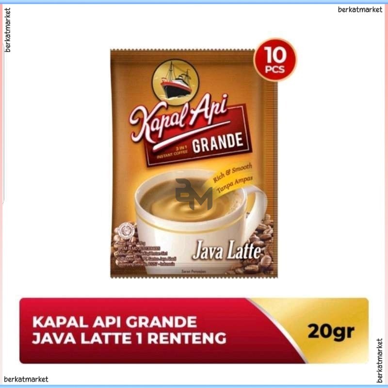 

Kapal Api Kopi Grande Java Latte Less Sugar Special Mix Gula Aren isi 5s 10Pcs Sachet Renceng