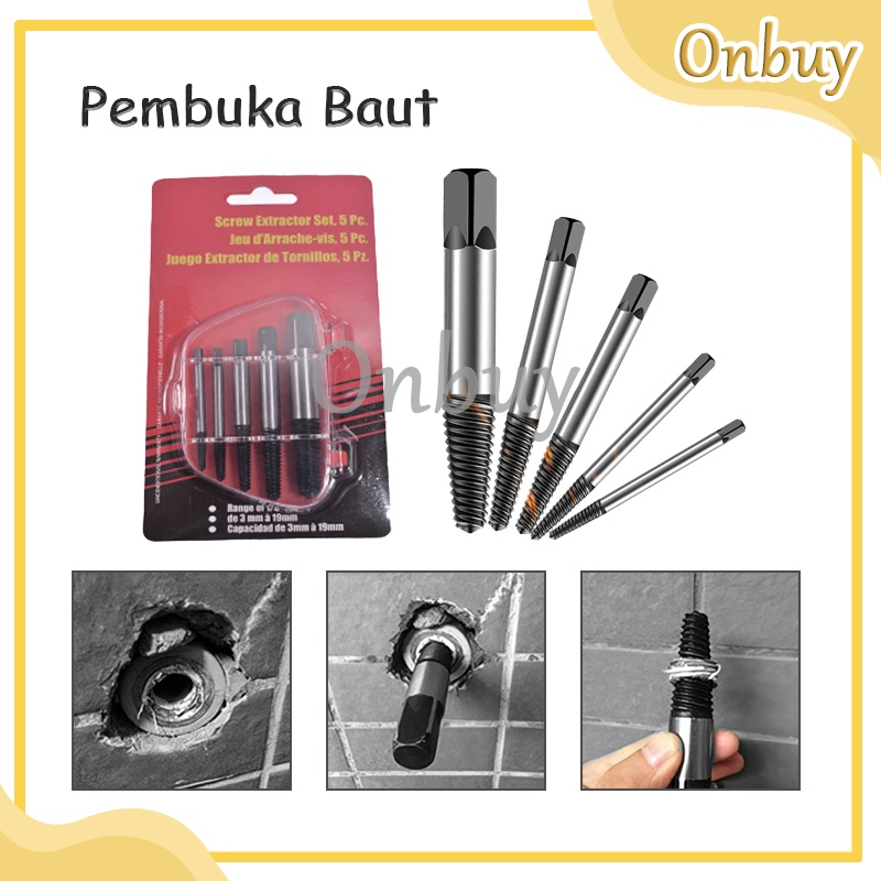 Alat Pembuka Baut Kran Rusak Pipe Screw Extractor Set Screw Extractor Set Pembuka Baut Patah