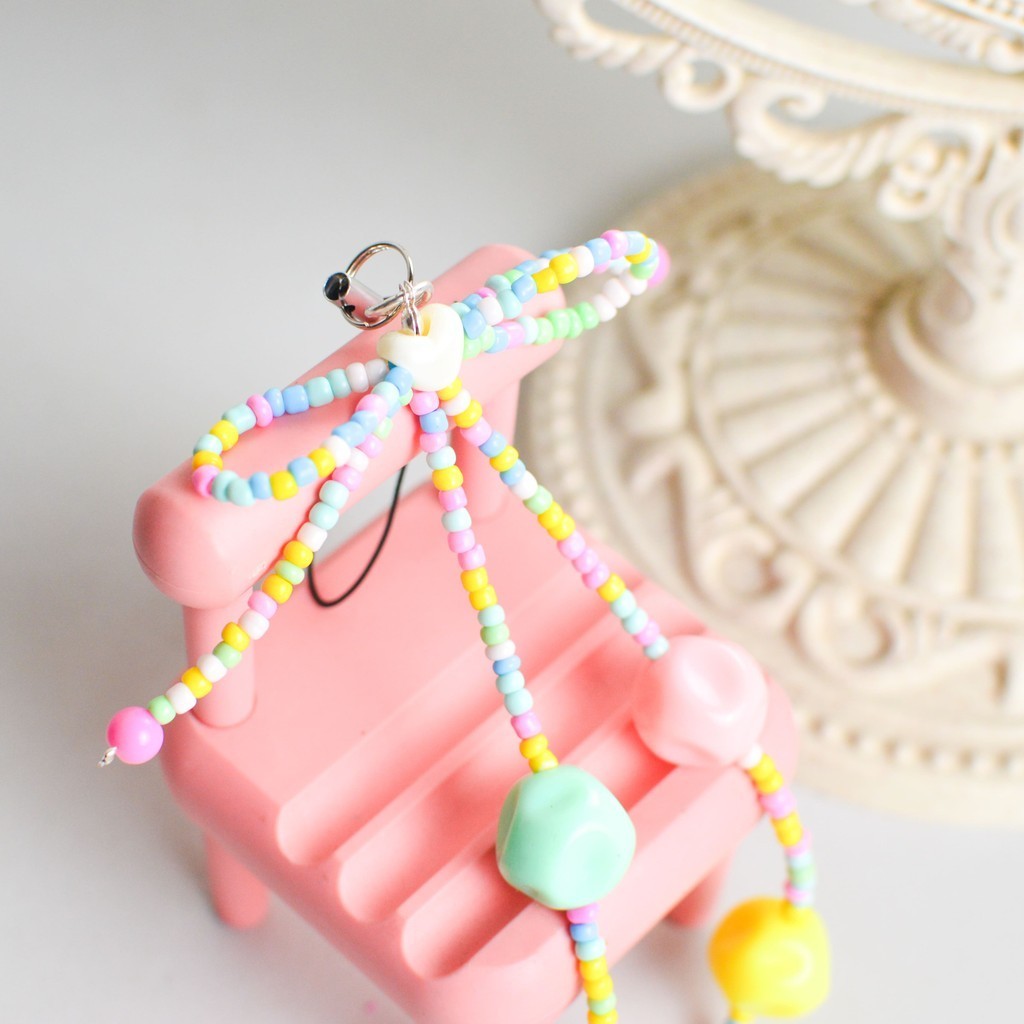 Sertamulia1 I.Case_Store Beads Strap Gantungan Handphone Pita Batu Warna Warni (Ps)
