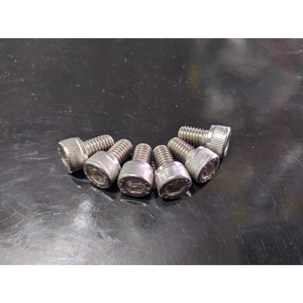 baut L stainless stenlis m6x10 drat 10 panjang 1cm kunci L5 variasi