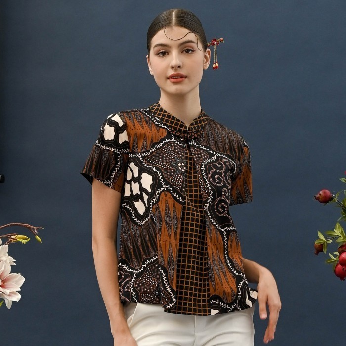 Blouse Batik Wanita Model Cheongsam Baju Batik Kantor - 327 ALI -