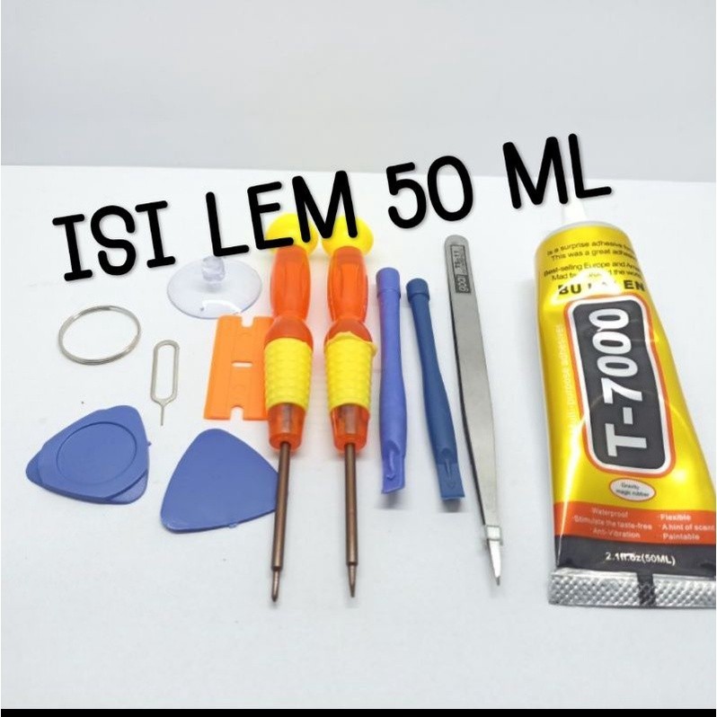 Obeng Service Hp Tools Kit Hp 10 In 1 + T7000 50 ML ISI HITAM Sepaket HP Oppo Xiaomi Vivo Huawei Sam