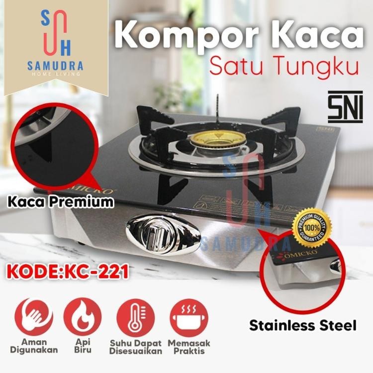 SM LIVING Kompor Gas Kaca 1 Tungku Tempered Glass Original / Kompor Kaca 1 Tungku
