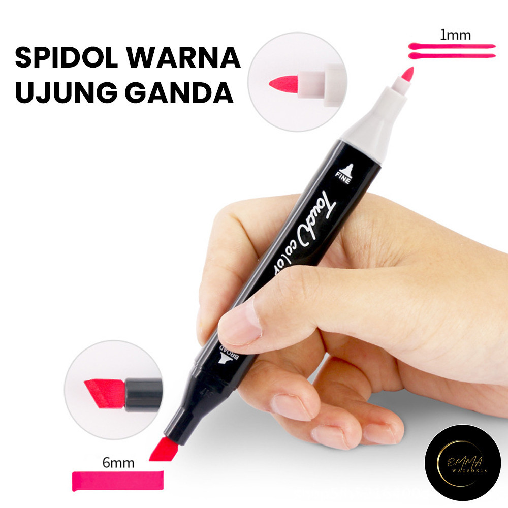 

EM Spidol warna ujung ganda color water based double tip mark