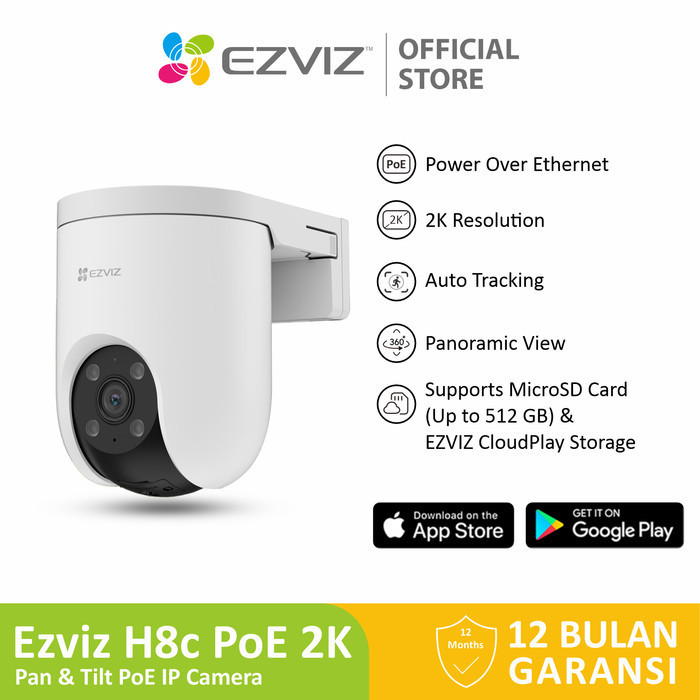 Ezviz H8c PoE 2K Smart Home Pan & Tilt PoE IP Camera CCTV Outdoor