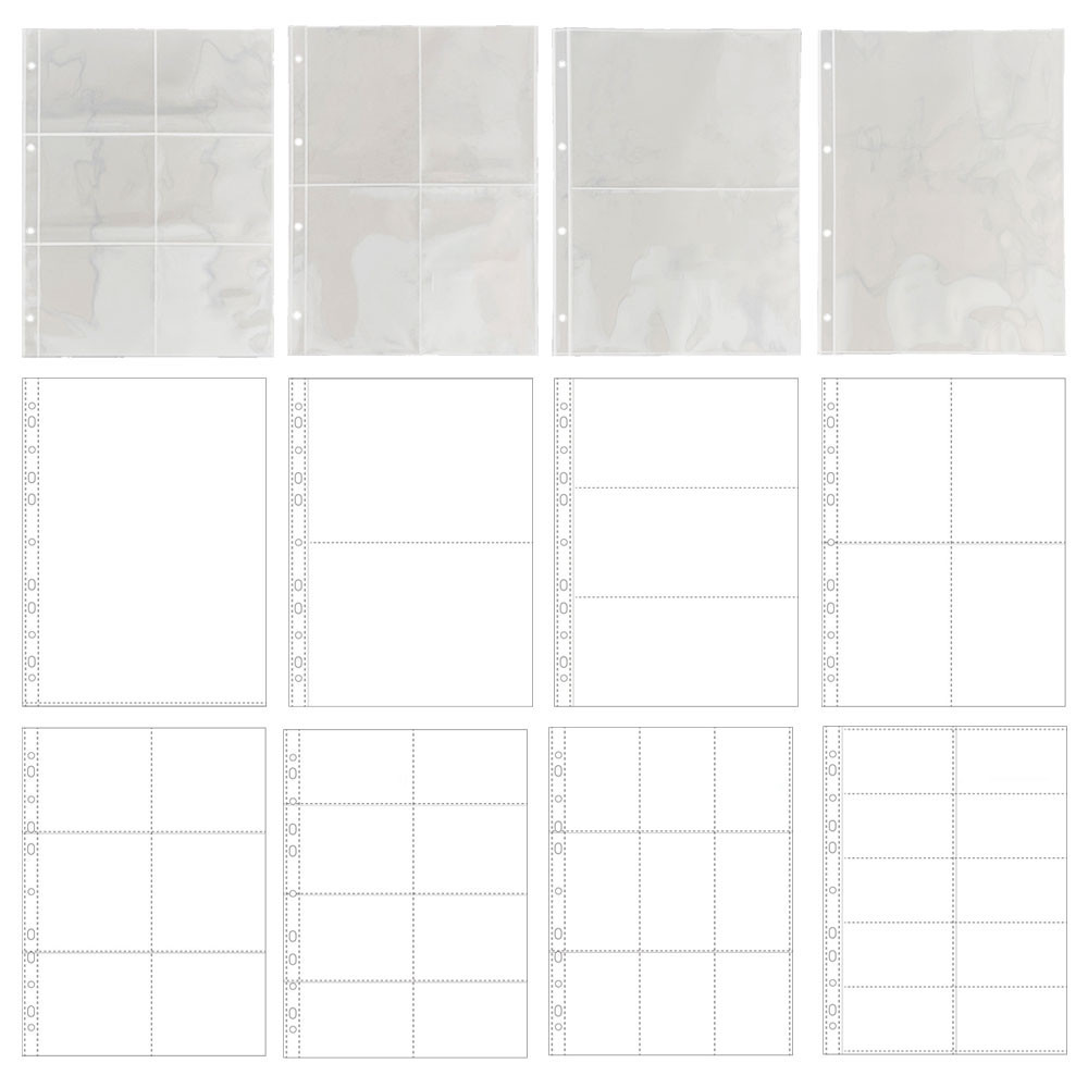 

A4 Clear 10 Pcs Photo Album Refill Pages File Protector 4/11 Holes 6×4 8×10 4/11 Ring Binder Photocards Postcard Card Notebook