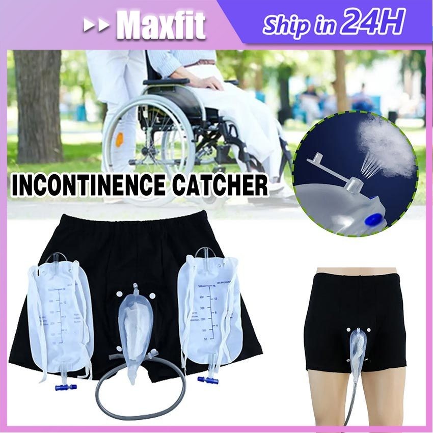 Alat Bantu Kencing Pria M/L Dengan Urinal Bag 1000Ml Kantong Pipis Silikon Eksternal Kateter Kantong