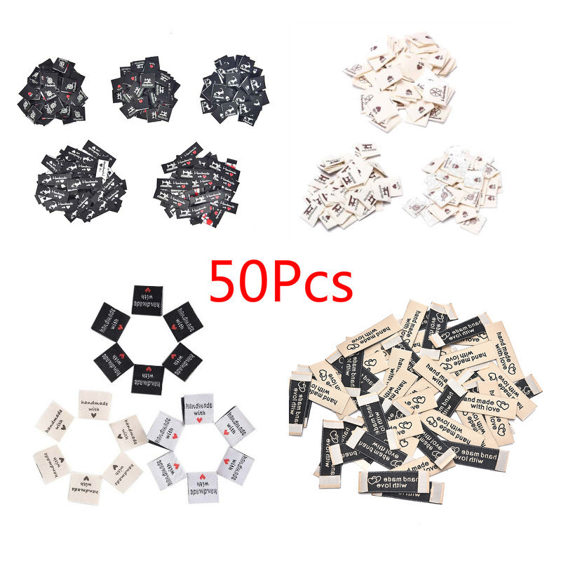 

17styles 50pcs Custom Sewing Labels, Custom Clothing Tags, Name Tags, Handmade Labels