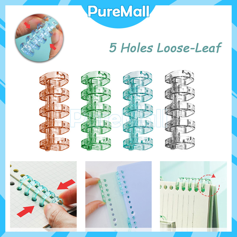 

5 Lubang DIY Loose Leaf Plastik Ring / Binding Ring Binder / Crystal Loose Leaf