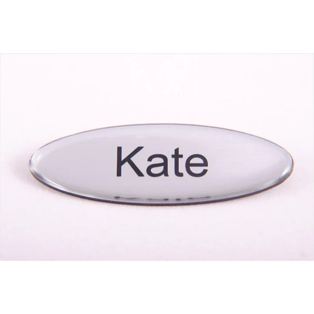 Nama Dada Oval Lapis Resin (SILVER & GOLD)/Name Tag/Nametag/Papan Nama Dada/Name Tag Akrilik Resin