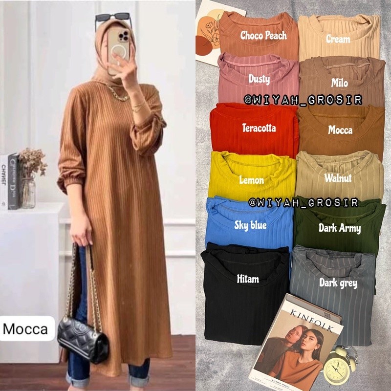 Tania Long Tunik Knit Hornet Premium/ LD 110cm/ Jumbo/ Tunik Knit Hornet / Long Tunik Premium