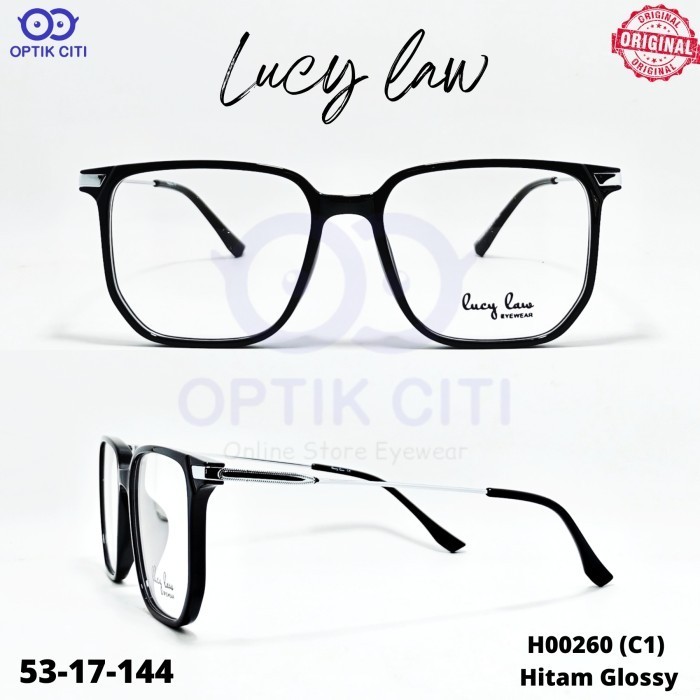 Frame Kacamata Kotak Pria Wanita Lucy Law H 00260 Original