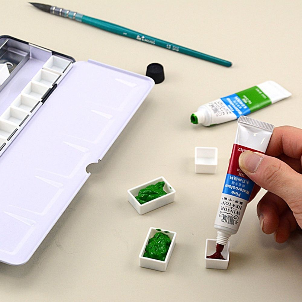 

White 3.2ml Empty Full Pan Half Pans Plastic Watercolor Paint Grid Art Supplies Paint Palette Painting Supplies