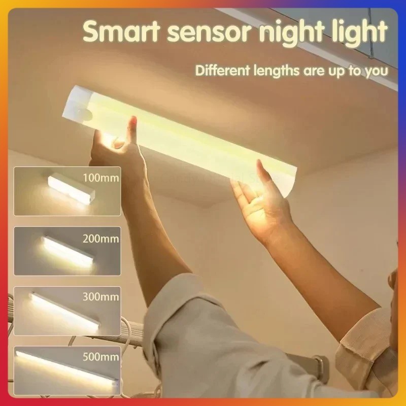 Strip LED lampu sensor tubuh manusia/lampu malam sensor gerak magnetik/lampu koridor lemari dapur