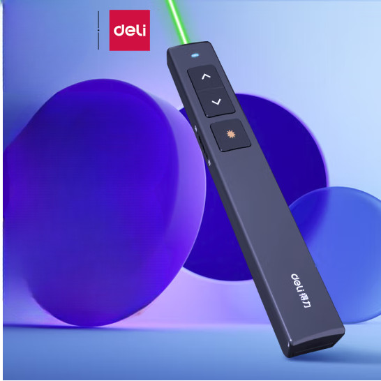 DELI Laser Pointer Presentasi Wireless Slideshow Green Light 100M - 2802G