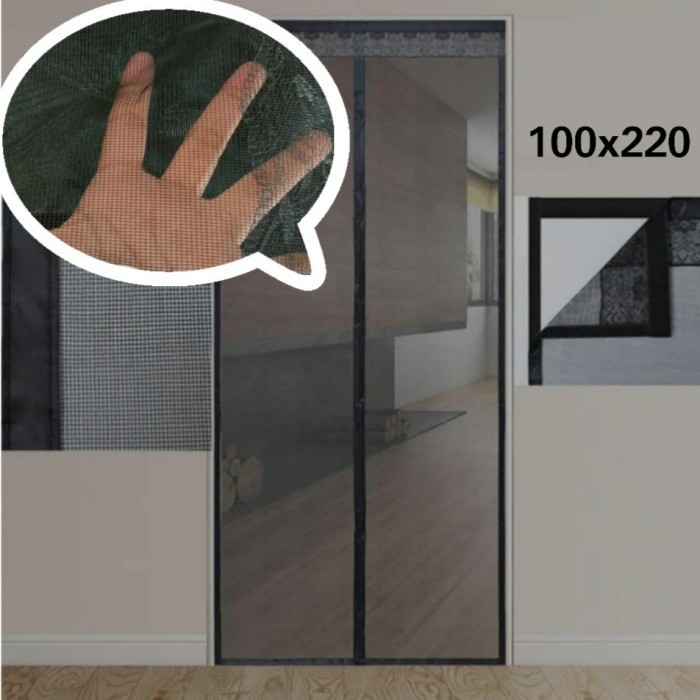 [ PROMO TERBARU ] JUMBO Tirai Pintu Magnet Anti Nyamuk Model Perekat 120x240cm - Hitam, 90x210cm
