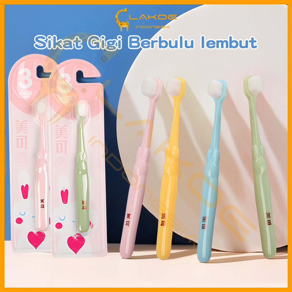 LAKOE 3-12 tahun sikat gigi anak lembut sikat gigi bayi motif lucu kids toothbrush