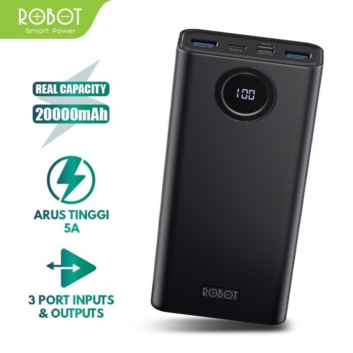 POWERBANK RT23 ROBOT 20000mah Quick Charging Powerbank 3 Port ORIGINAL