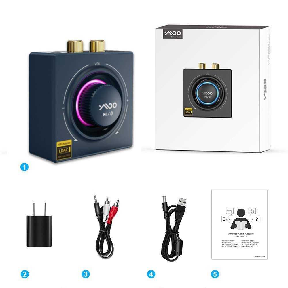 1Mii B06T3+ Bluetooth 5.2 Receiver,LDAC Aptx Bluetooth Audio Adapter for Home Stereo,RCA 3.5mm Jack 