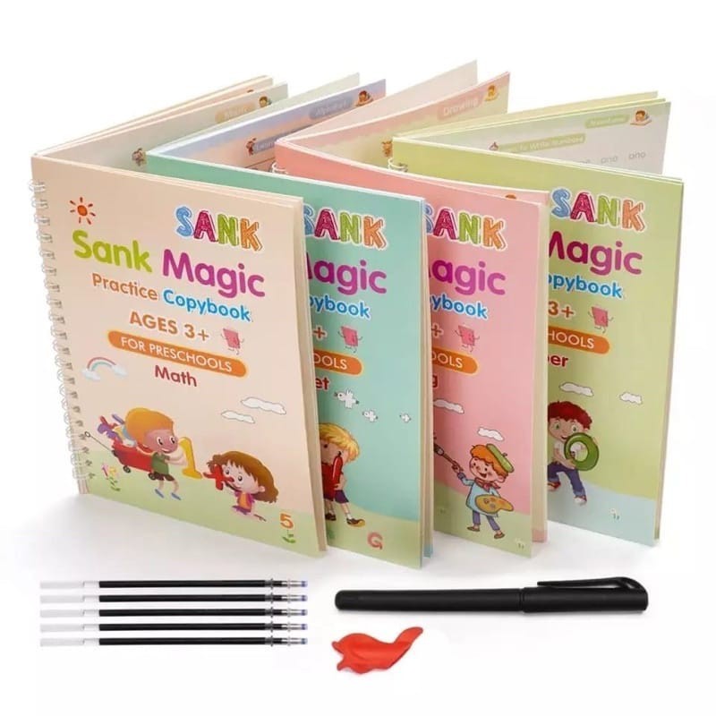 

（Ready) Sank Magic Book Buku Ajaib Belajar Menulis Anak 1 Set 4 Buku + Pulpen