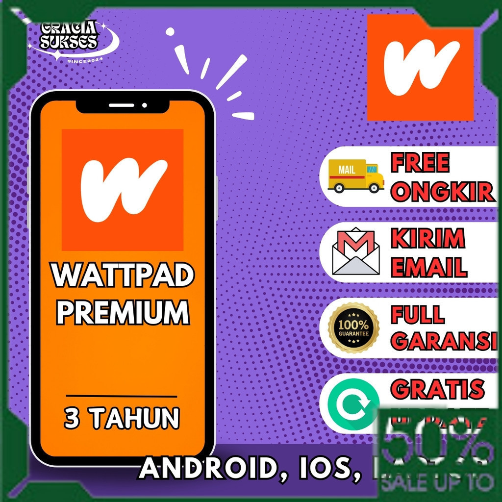 Beli 2 Gratis 1 Wattpad Premium 3 Tahun | Bisa IOS, Android, Laptop | Akun Sharing Bergaransi