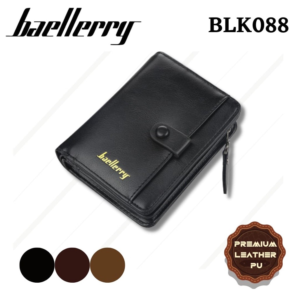 BLK088 - DOMPET LIPAT PENDEK BAELLERRY KARTU ATM KULIT BAELERRY  BALLERY PRIA WANITA IMPORT BARU KEK