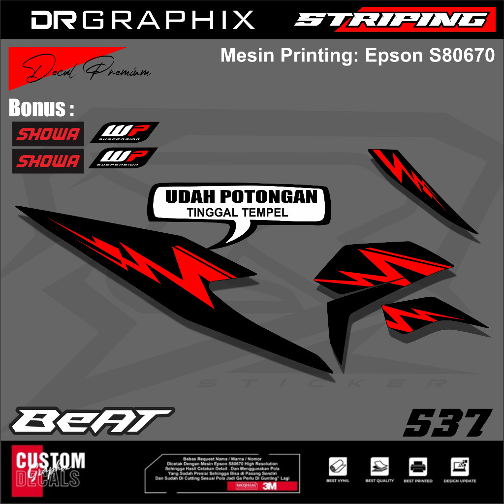Sticker Beat Deluxe Aksesoris Motor Stiker Beat Deluxe Cutting Striping Variasi Beat Deluxe Simple