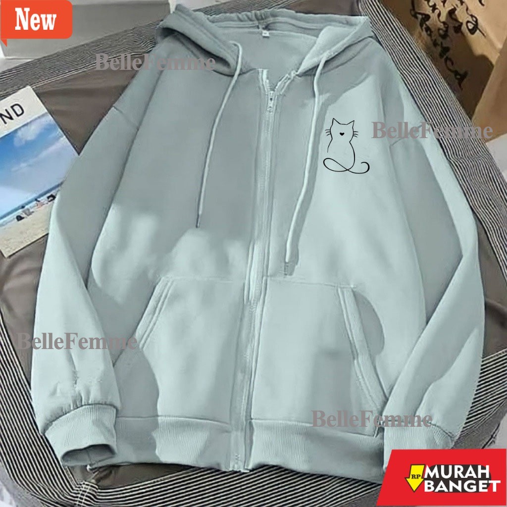 Jaket terbaru yg lagi viral- Hoodie Zipper Sweater garis kucing Resleting pria wanita Size L XL XXL 