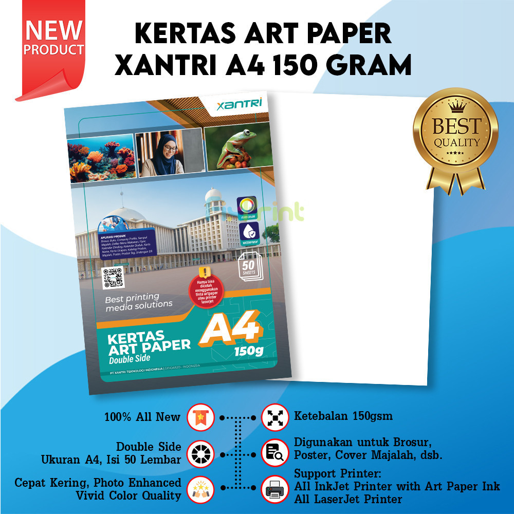 

Kertas Art Paper Double Side A4 150gsm Photo Paper 150 gram A4 For Printer Canon Epson HP Kertas Art Karton Cartoon Carton