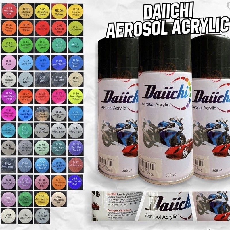 Cat Semprot Body Motor Daiichi 300cc ( Warna Normal / Metalik ) | motorcycle acrylic aerosol spray p