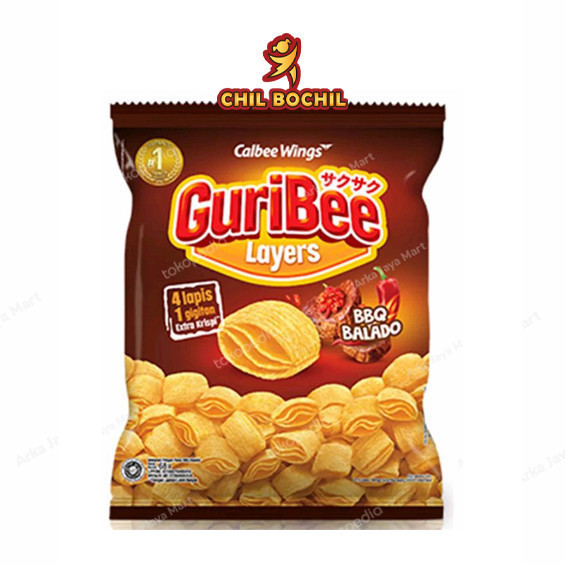 

GURIBEE LAYERS CHIKI 65 GRAM - VARIAN BBQ BALADO - 4 LAYERS DALAM 1X GIGITAN - CHIL BOCHIL