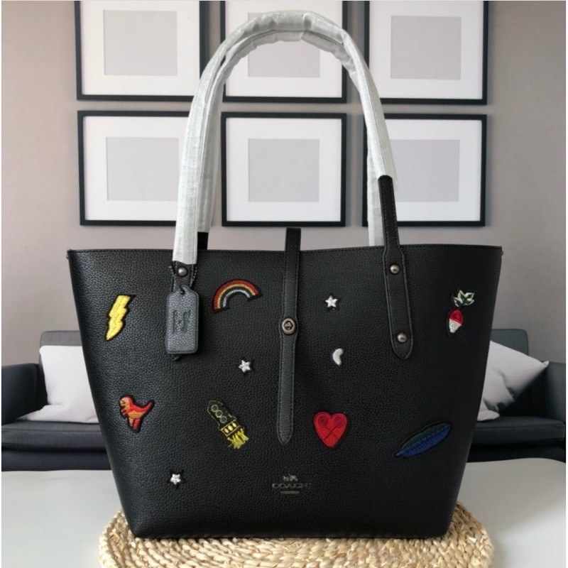 Authentic COC 57077 Market Tote Bag With Embroidery ( Ready Stock )