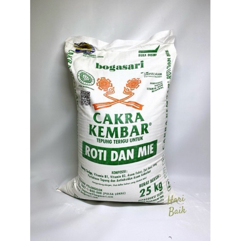 

tepung cakra kembar bogasari 25kg 1 sak ball