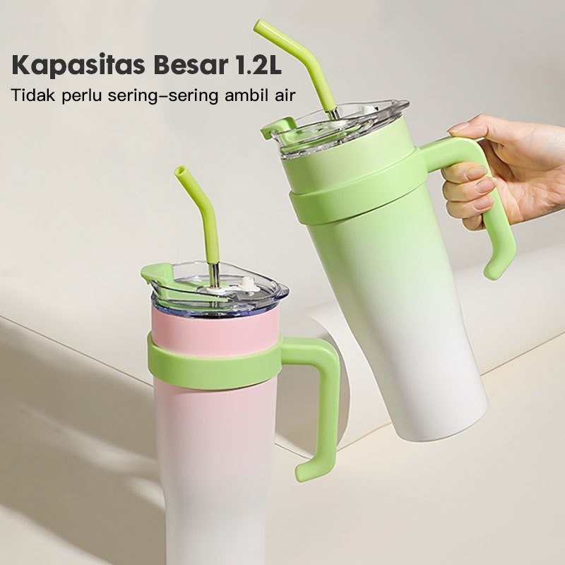 Botol Tumbler Stainless Steel 1.2 Liter Gelas Thermos Kopi Tahan Panas Dingin BPA FREE Tumblr Botol 