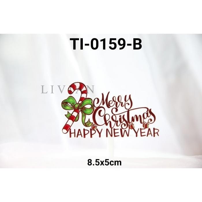 

lv GR-TI-0159 Cake Topper Tulisan Natal Merry Christmas Candy Cane - TI-0159-B MERAH