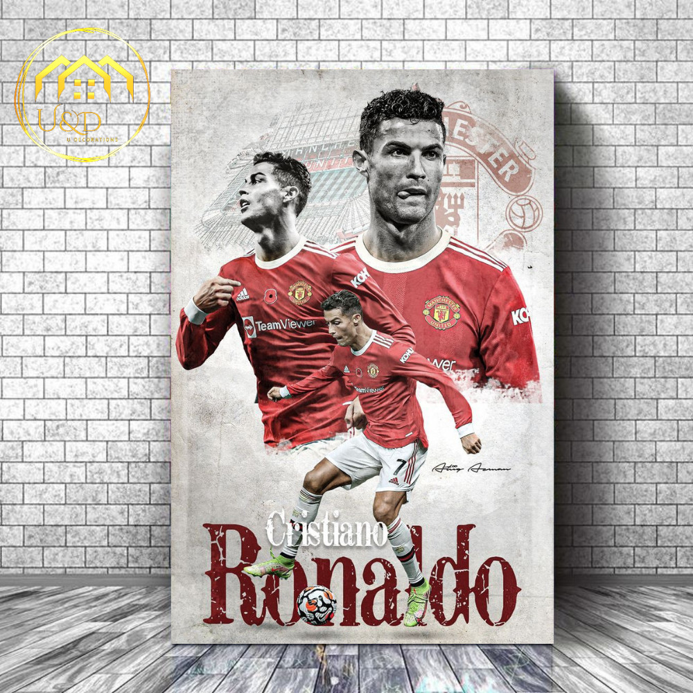 POSTER KAYU RONALDO CR7 - FOTO CRISTIANO RONALDO - POSTER MANCHESTER UNITED - POSTER SEPAKBOLA - DEK