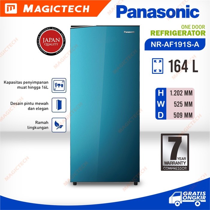 KULKAS 1 PINTU PANASONIC NR-AF191S-A 164L - BIRU (NR-AF191S)